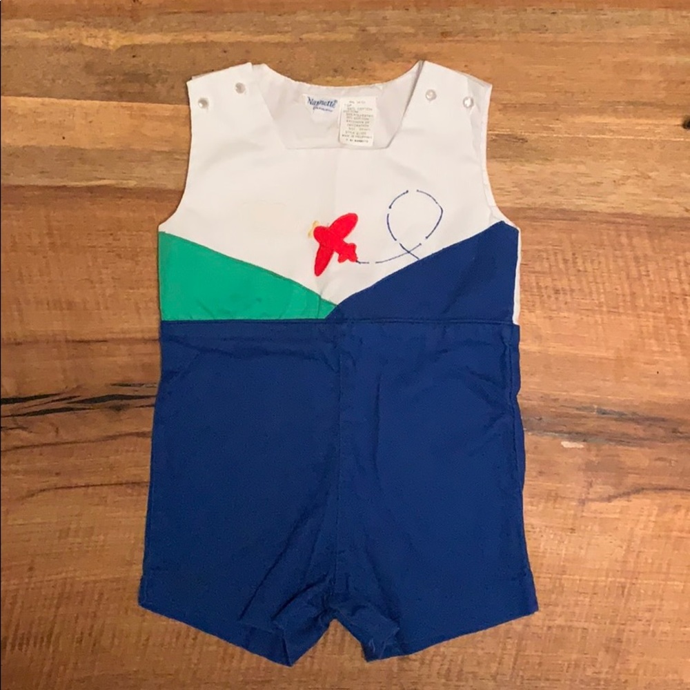 Vintage Nanette boys airplane romper 24months